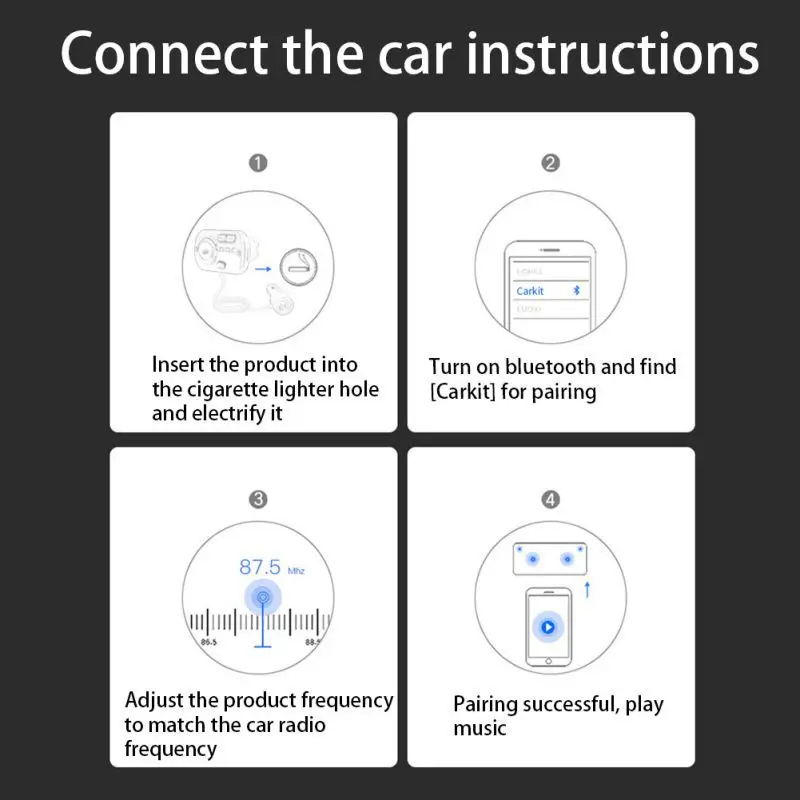 1 шт. Handsfree Smart Bluetooth 5,0 автомобильный комплект динамик двойной fm-трансмиттер с USB атмосферным светом mp3-плеер Быстрая зарядка 3,0