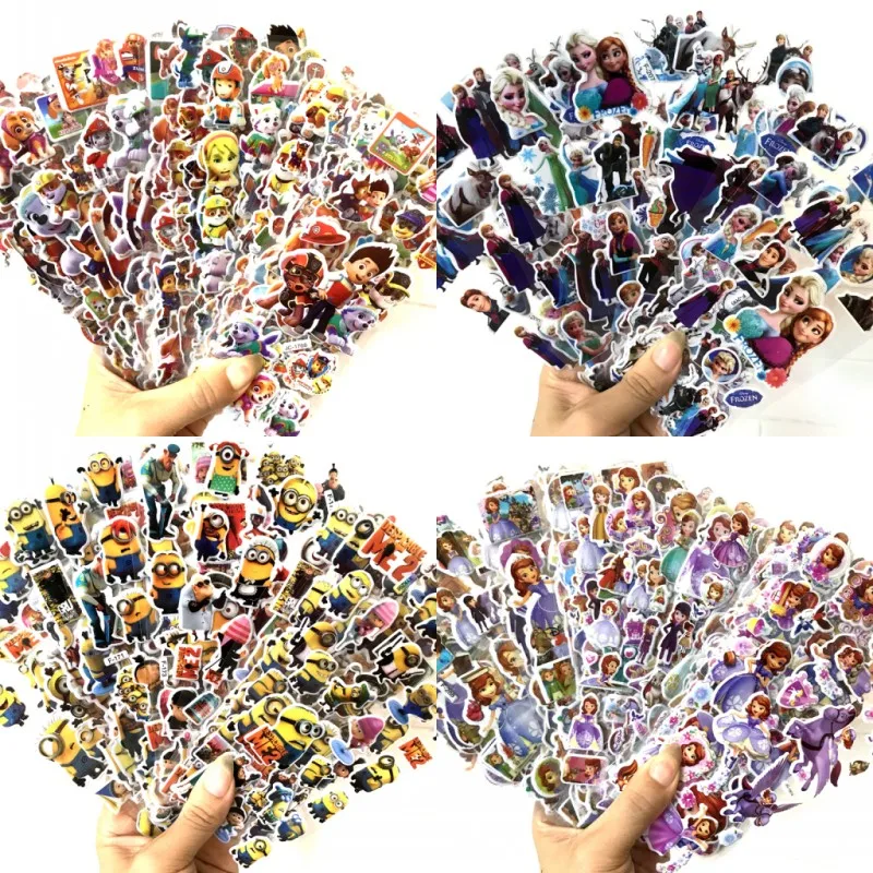 6-12Sheets winnei the pooh bear Sticker no repeating cartoon children's Wall Stickers pull bar box guitar personalized graffiti