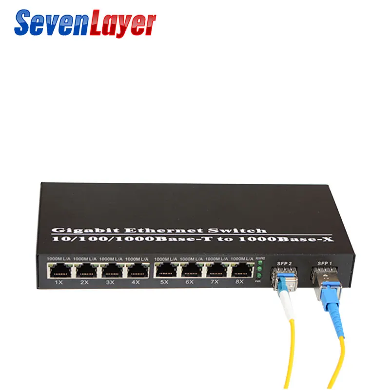 Волоконно оптический коммутатор 8 RJ45 2 Sfp волоконный ПОРТ UTP медиа конвертер