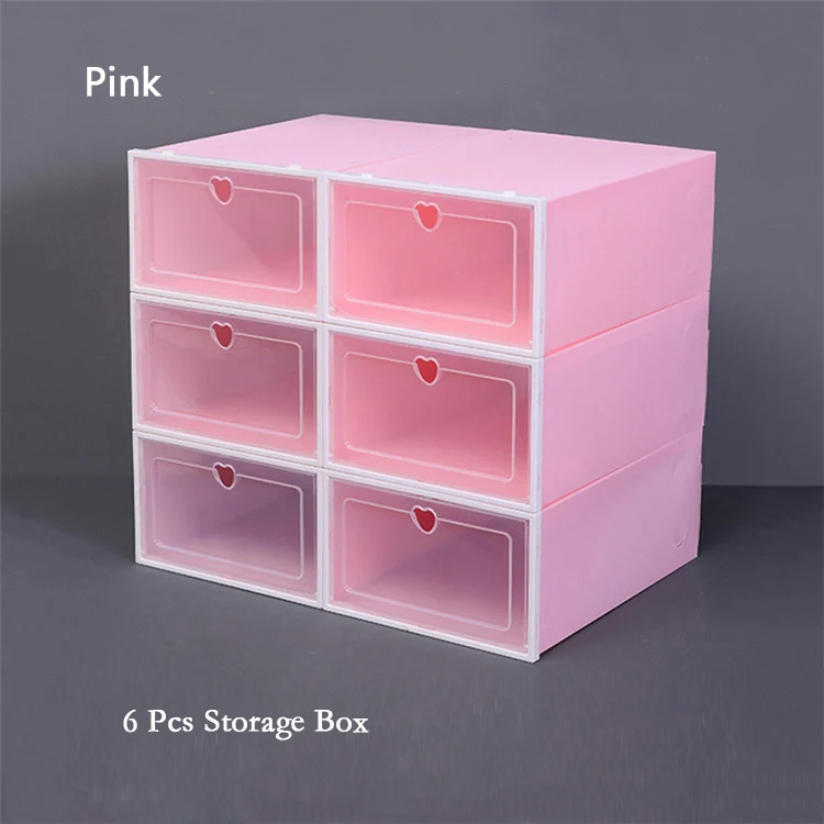 Pink 6 Складная коробка для обуви, набор для ванной, Вьетнамки, для хранения, дверной проем, спортивная обувь на высоком каблуке, органайзер для дома, многофункциональная одежда, игрушки, Holde - Цвет: Pink 6