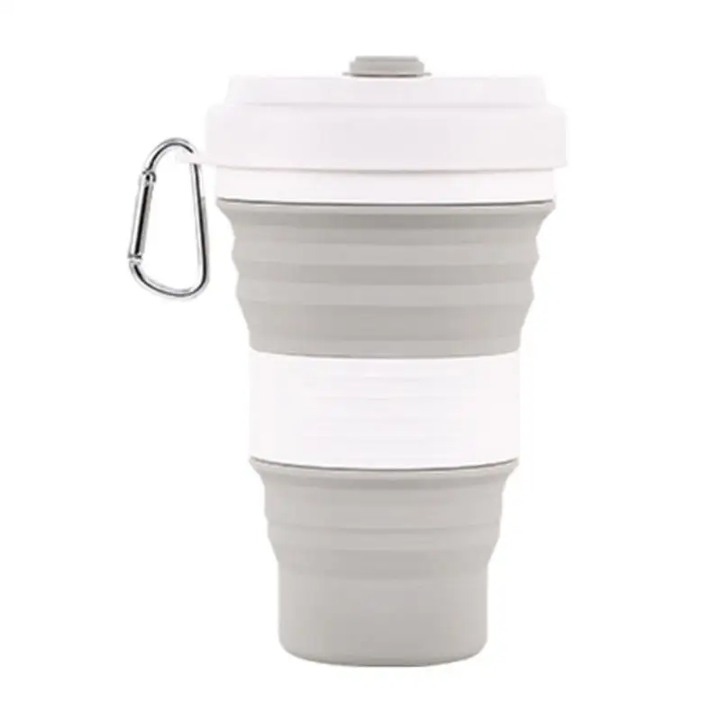 550mL Foldable Silicone Cup Outdoor Travel Camping Retractable Drinking Mug - Цвет: Светло-серый