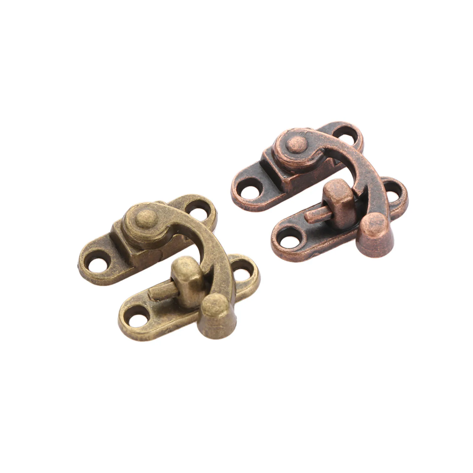 2pcs Antique Iron Padlock Latch Hasp Buckle Horn Catch Clasp Hook Lock For Mini Jewelry Box For Furniture Hardware 29*33mm
