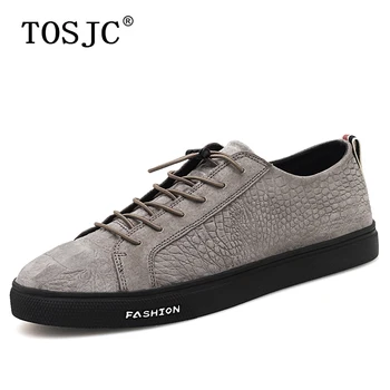 

TOSJC New Men Skateboarding Shoes Crocodile Pattern Lace-up Sneakers for Male High Quality Casual Shoes Comfortable Sport Shoes