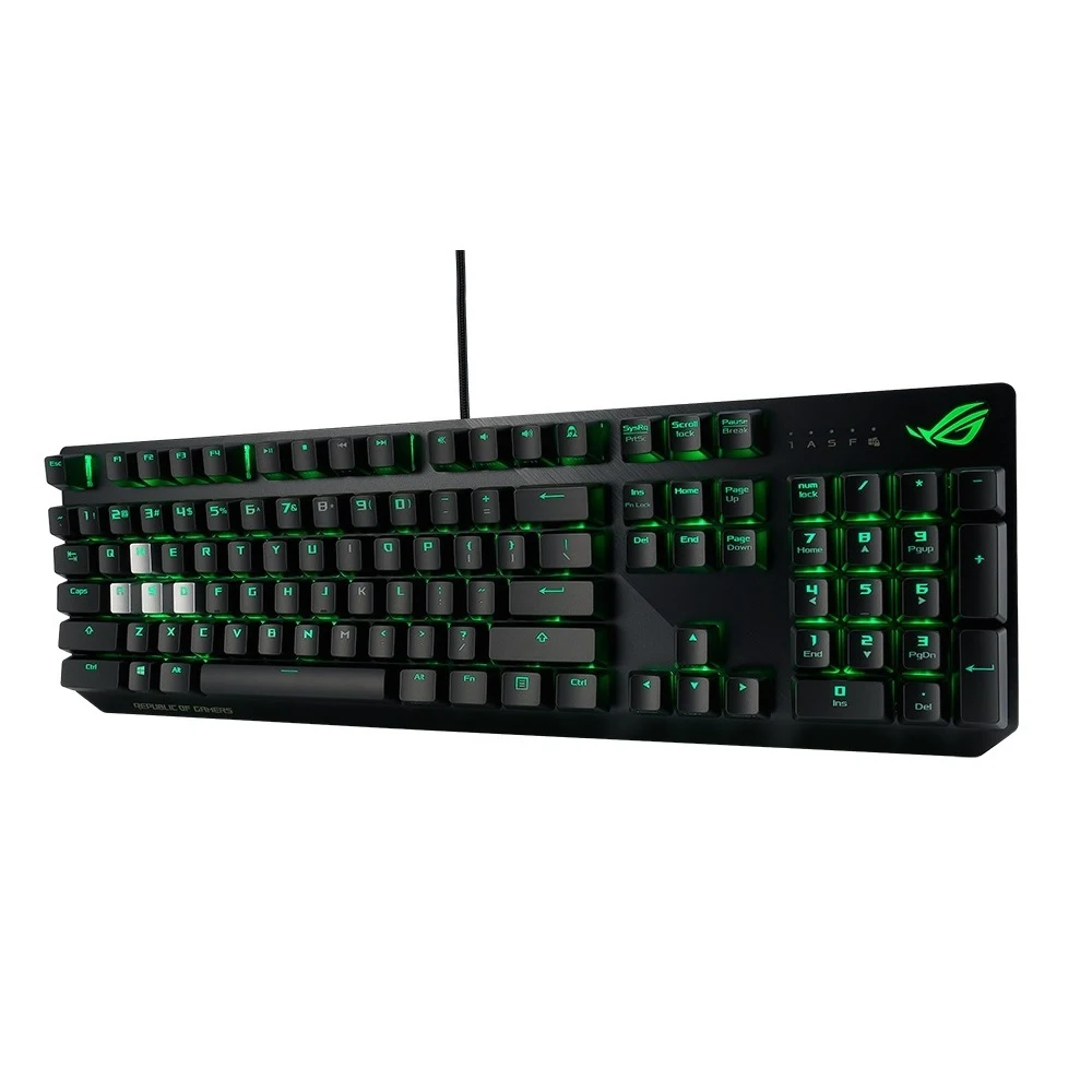 Клавиатура ASUS ROG Strix Scope Cherry MX red проводная, игровая, RGB подсветка, USB, аллюминивая рама, цвет: черный
