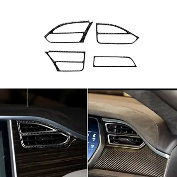 

For Tesla Model X Carbon Fiber Center Console Dashboard Vent Cover Decorative Sticker Car Tuning Accessories