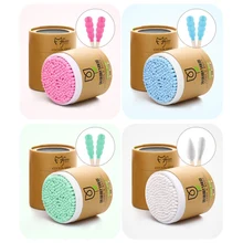 Многоцветный натуральный одноразовый острый удобный ватный тампон двойной наконечник косметические Косметические палочки для чистки ушей коробки для инструментов портативный