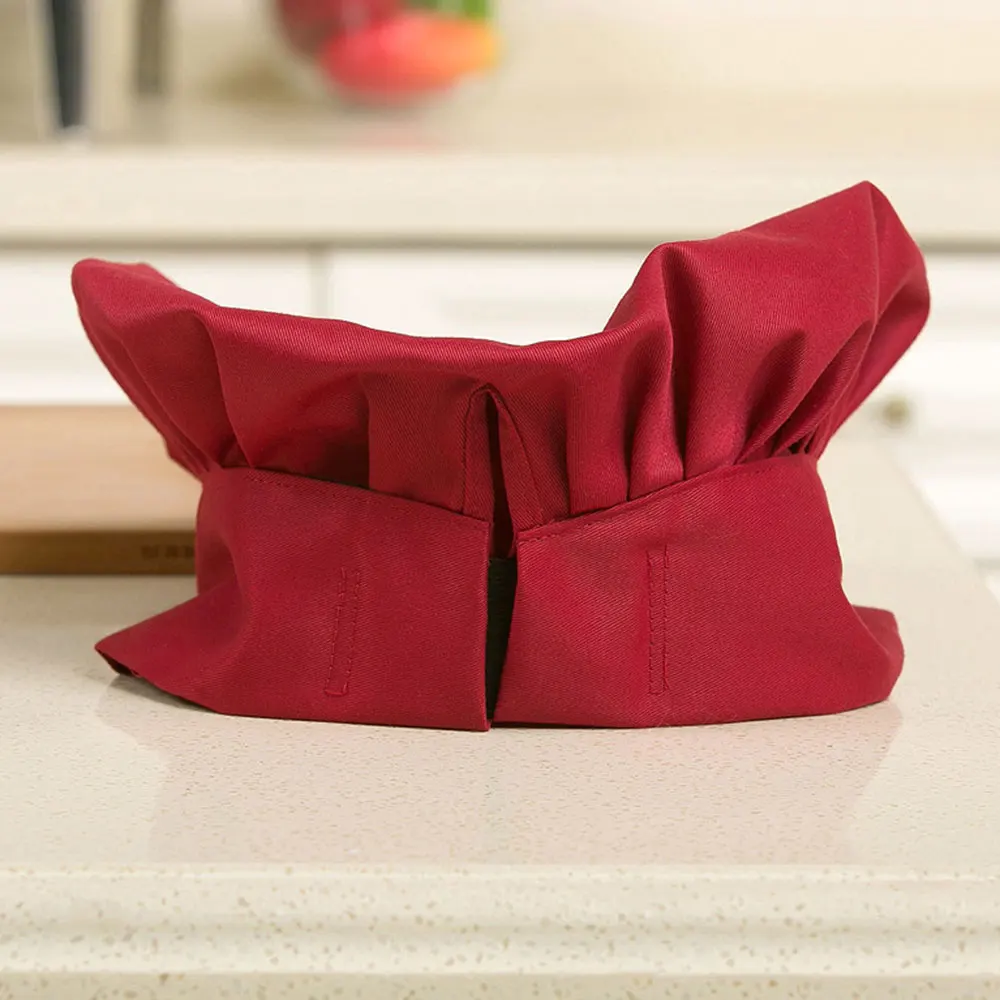 wine red Поварская Кепка эластичная Baker Регулируемая поварская шляпа 6 узоров мужские аксессуары для питания ресторанов, отелей, кухни, бизнеса - Цвет: wine red
