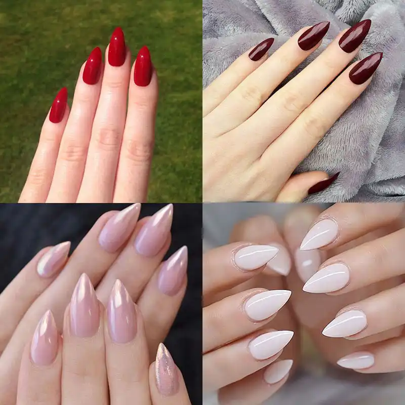 100 Pieces Short Almond Shape False Nail Tips 10 Sizes With Nail Box Full Cover Stiletto Artificial Fake Nail Tips Manicure False Nails Aliexpress