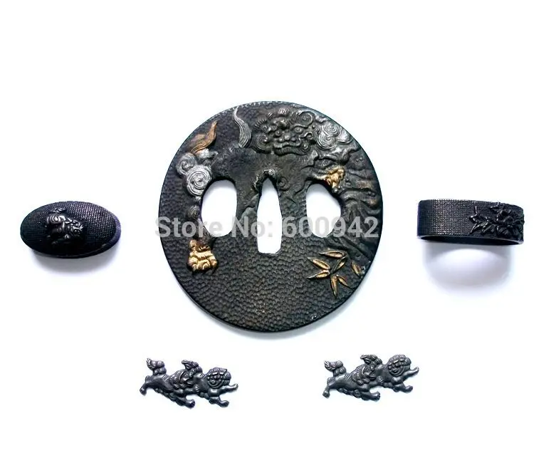 Кованый Tsuba Набор насадок для меча ниндзя катана broadsword Сплав Tsuba-собака