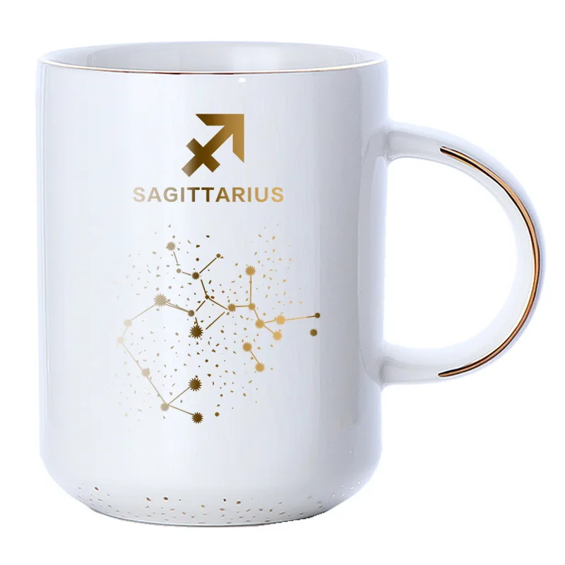 Sagittarius (white) 12 Созвездие креативные керамические кружки, стильная кофейная чашка большой емкости молочный напиток чашка пара чашка - Цвет: Sagittarius (white)
