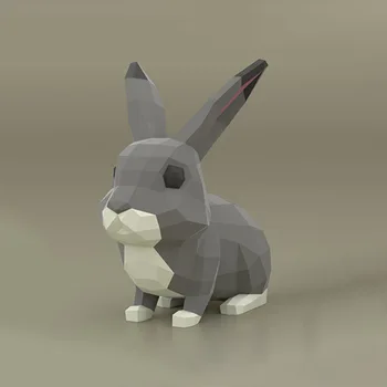 

Rabbit 3D Paper Model Geometry Bunny DIY Paper-cut Creative Animal Paper Model Educational Toys for Children Three-dimensional