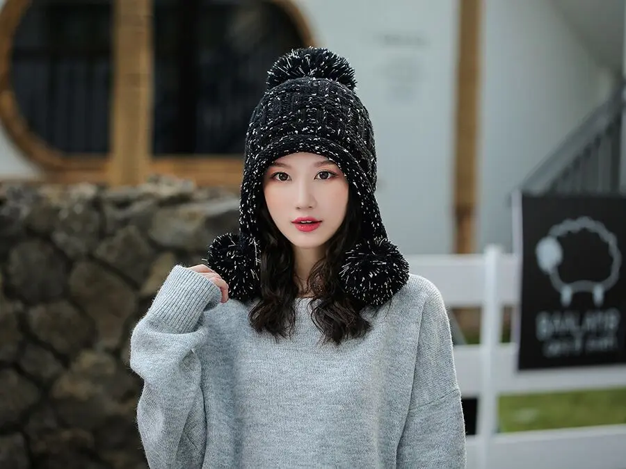 Новинка, зимняя вязаная шапка, женские шапки с помпоном, шапки Gorras, Теплые Мешковатые зимние шапки для женщин и девушек, Skullies Beanies