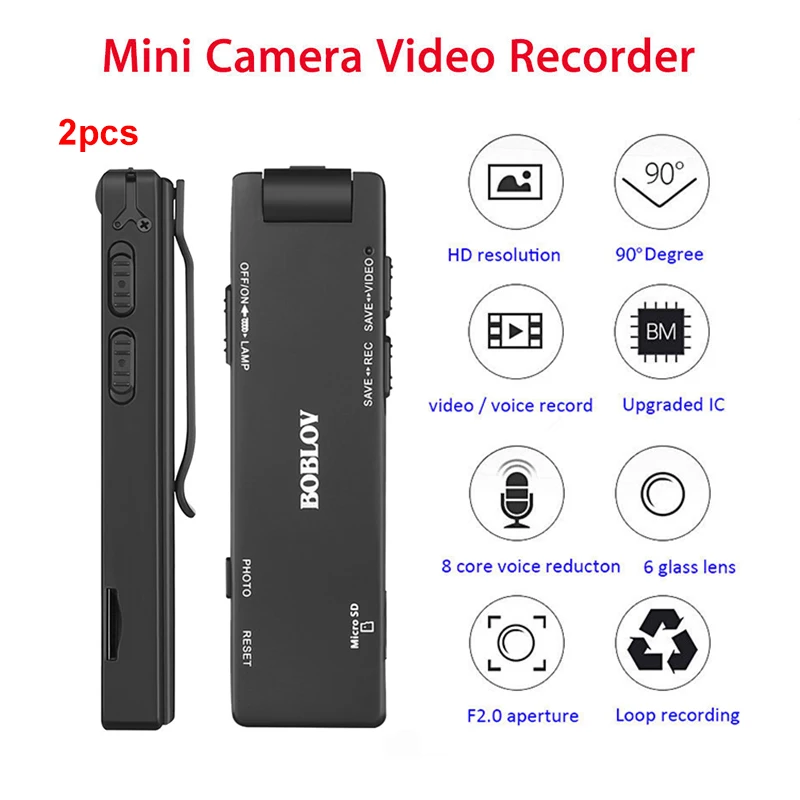 

2PCS Boblov A3 Mini Digital Camera HD Magnetic Body Camera Motion Detection Snapshot Loop Recording Camcorder Wholesale