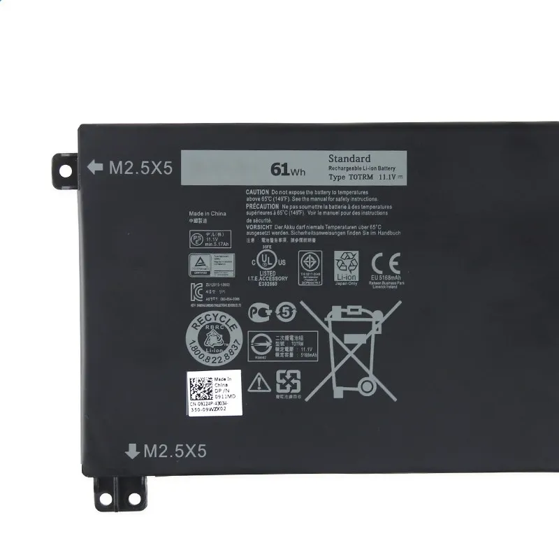 Аккумулятор T0TRM 11 1 В 61 Втч 5168 мА ч для ноутбука Dell XPS 15 9530 Precision M3800 H76MV 7D1WJ |