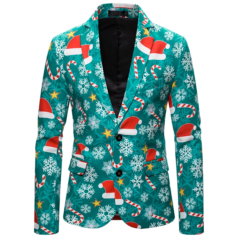 Дизайн мужской костюм куртка модная Рождественская куртка с принтом снеговика Blazes Masculino лучшие мужские вечерние пиджаки