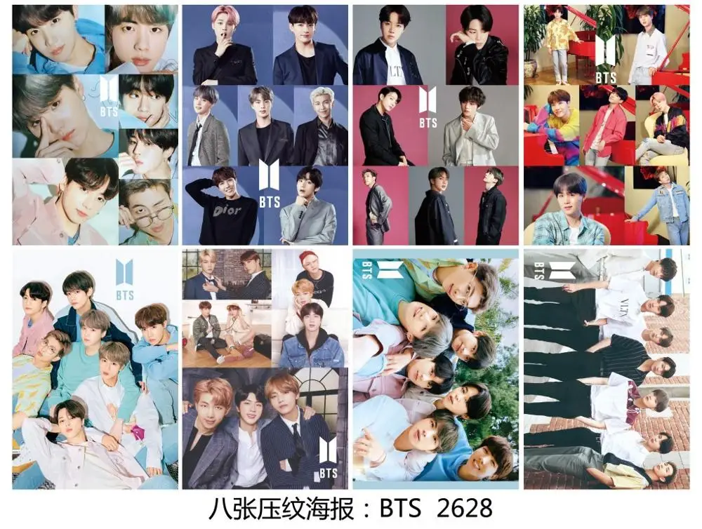 Bangtan Boys 8*(42x29 см) Bangtan мальчики вокруг плакатов наклейки на стену подарок KPOP дропшиппинг плакаты Jung Kook V SUGA JIMIN RM JIN - Цвет: Bangtan Boys