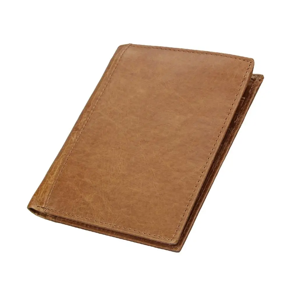 Genuine Leather Passport Cover Men Women Bifold Clutch Purse Business ID Credit Card Holder Wallet GLWW07