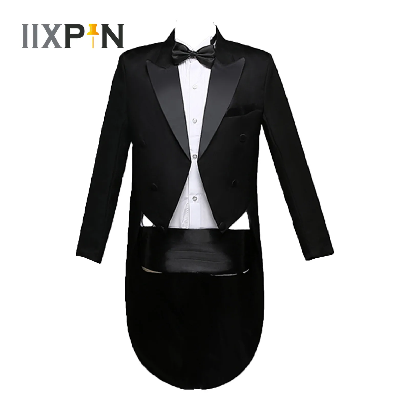 Mens Blazer 4Pcs Men's Tailcoat Tuxedo Suit Blazer