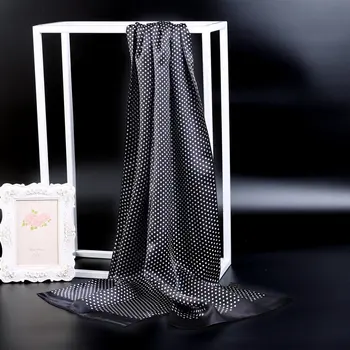 

NEW Men's Womans Neckerchief Silk Double Layer White Dot Long Scarf Blue Elegant Fashionable And Simple Printing