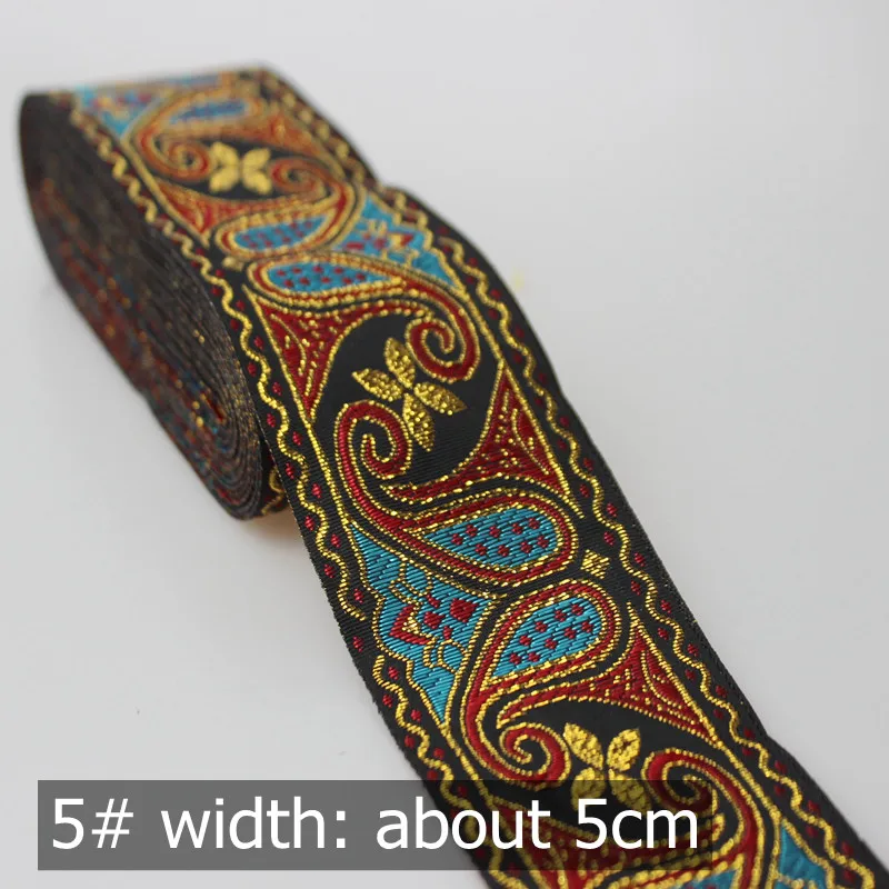 (5)---- 5cmX10yards 5 см широкие африканские корсажные ленты для рукоделия платье Лента кружевная лента с вышивкой сценический костюм аксессуары кружева планки ленты - Цвет: (5)---- 5cmX10yards