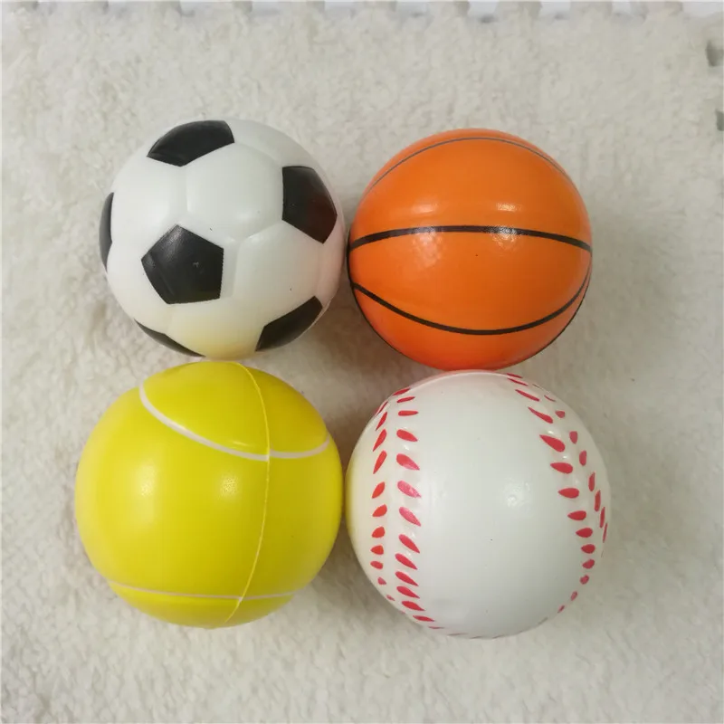 6pcs 6.3cm Squeeze Ball Toy Football Basketball Soft Foam Sponge Anti stress Baseball Tennis Toys for Kids Children 8