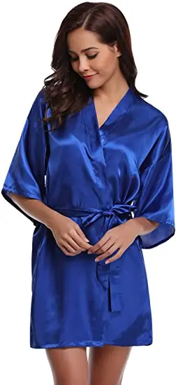 Satin Robe Female Intimate Lingerie Sleepwear Silky Bridal Wedding Gift Casual Kimono Bathrobe Gown Nightgown Sexy Nightwear