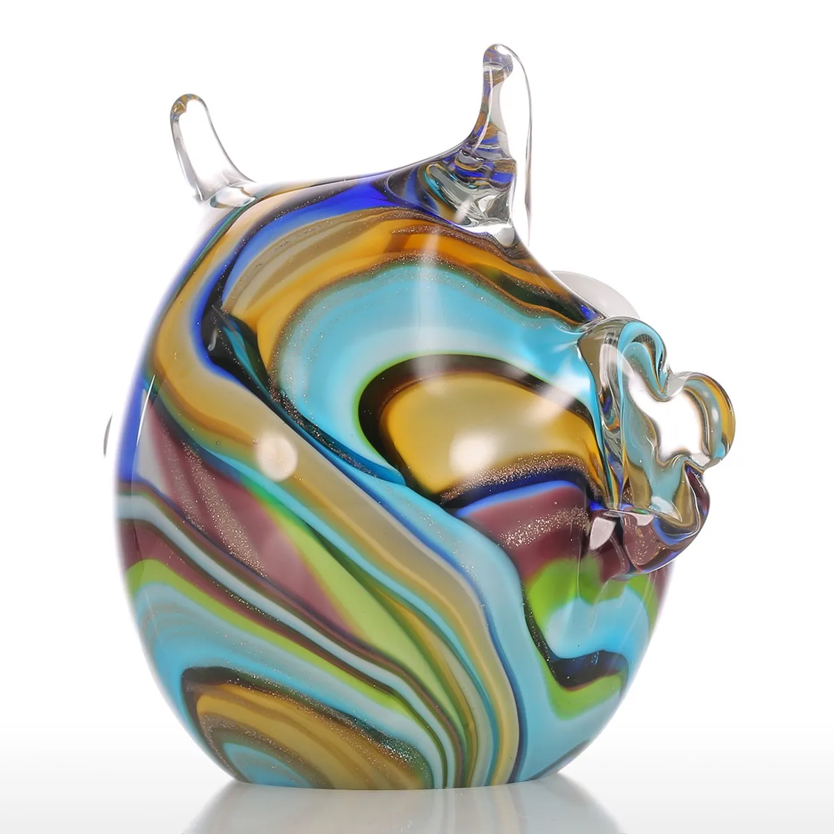 

Colorful Owl Gift Glass Ornament Animal Figurine Handblown Home Decor Multicolor Home Decoration Crafts Figurines House