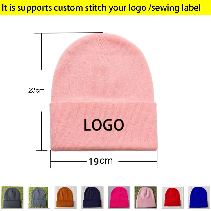 20pcs beanie 3D стежка логотип зимние шапки для женщин взрослых эластичный череп вышитый на заказ логотип шапочки США большой размер капот