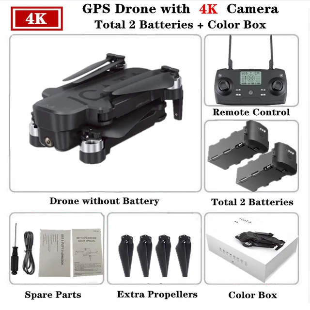 SMRC ICAT6 5G gps бесщеточный мотор складной Радиоуправляемый Дрон wifi 4K двойная HD камера дальность полета 1000 метров Квадрокоптер VS B4W игрушки Дрон - Цвет: 2B Original Box