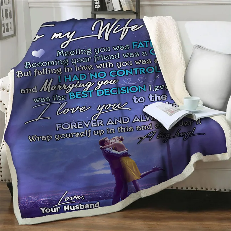 

Letter To My Wife Blanket Soft Flannel Throw Blanket Ultra Soft Micro Fleece Blanket Bed Couch quilt cover Living Room Bedspread