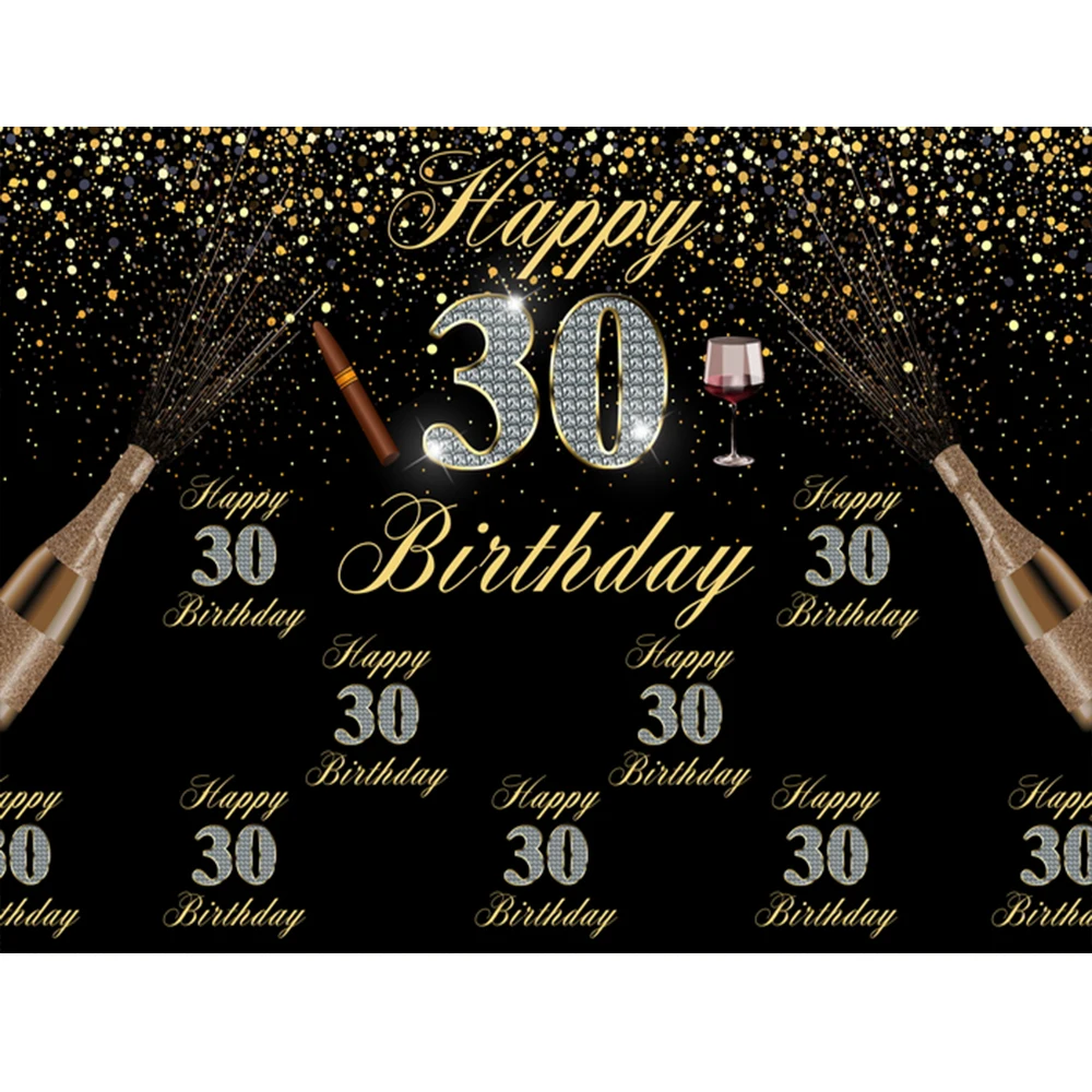 

Gold 30 40 60 70th Birthday Photography Backdrop Shiny High Heels Champagne Background Forty Years Old Party Banner studio props