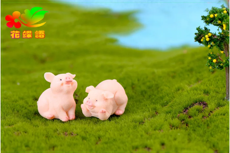 Милая розовая свинка мультфильм поросенок Милая свинка Китай Животное Гонконг маленькие статуэтки ручной работы орнамент миниатюрные