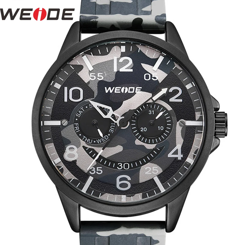 

WEIDE Men Watch Relogio Masculino Analogue Movement Three Dial Genuine Leather Strap Belt Clock Military Army Quartz Wristwatch
