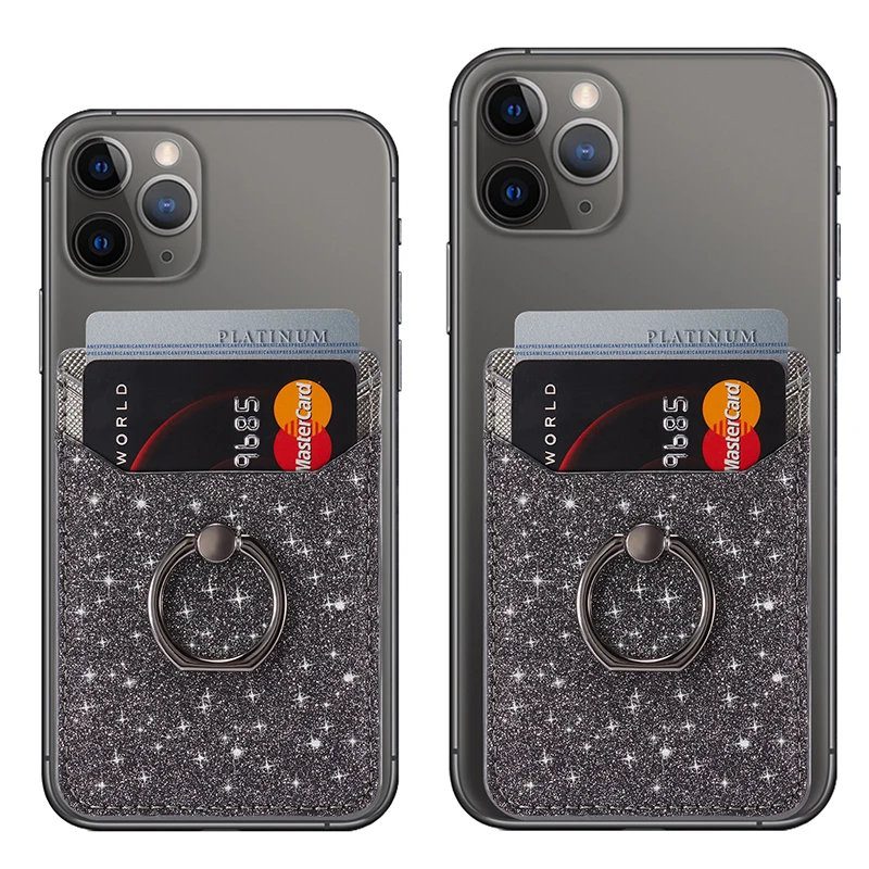 Блестящая кожаная задняя наклейка для iPhone 11 Pro Max X XR 7 кошелек держатель для карт крепление в виде кольца на палец для samsung Note 10 Plus