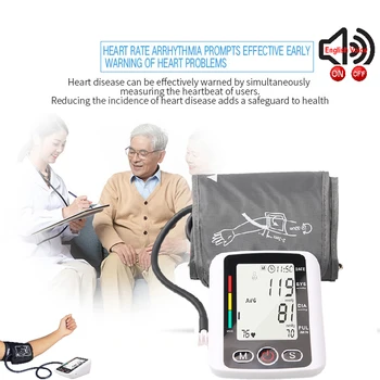 

Monitor Heart Rate Pulse Portable Tonometer BPEnglish Voice Cuff Wrist Sphygmomanometer Blood Presure Meter