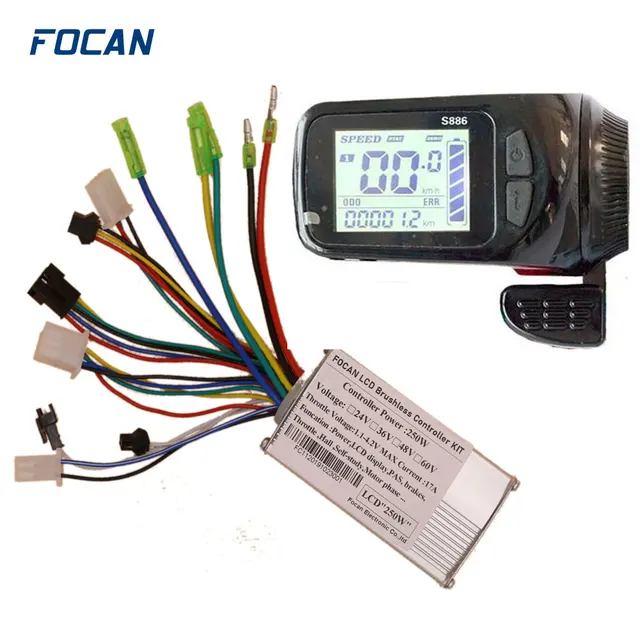 US $32.82 Ebike LCD Display with thumb Throttle S886 for Ebike Controller Electric Bike Scooter parts