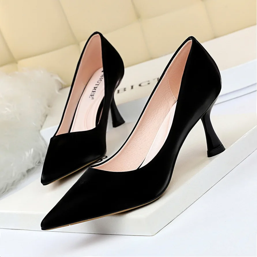 Для женщин высокий каблук туфли-лодочки для Для женщин простой Обувь на высоком каблуке офисные женские модные женские туфли, удобные дизайн большие размеры 34-41, 43