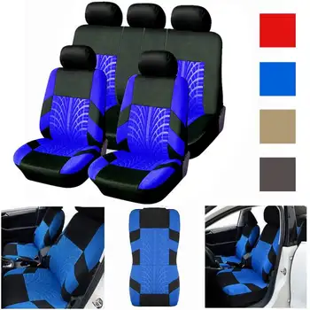 

New Universal 5 Head 9Pcs Full Set Front + Rear Seat Bench Car Seat Covers Full Set Polyester Automobiles Seat Covers