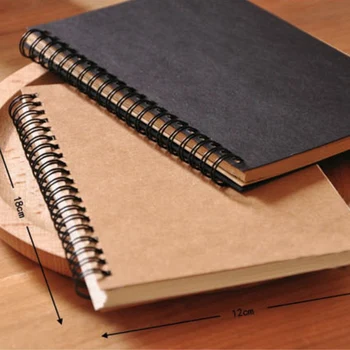 

Retro Simple Coil Sketch Notebook Painting Notepad Kraft Paper Diary Blank&kraft Inner Pages Students Notebook Business