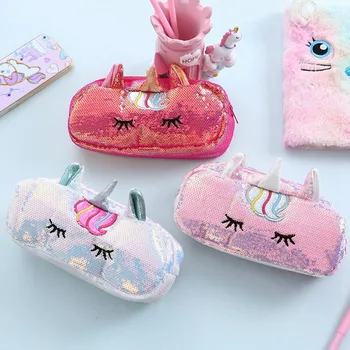 

Cute Unicorn Pencil Case Sequin School Pencil Cases Bag Stationery Pencilcase Kawaii Pencil Case For Girls School Supplies