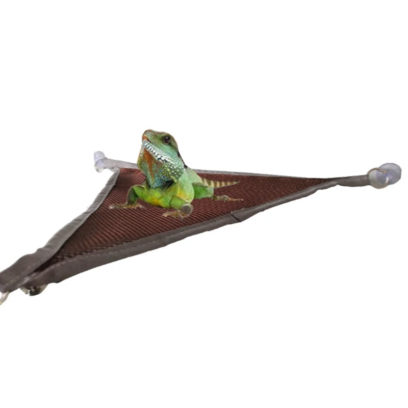 

2 Pcs Reptile Hanging Bed Polyester Pet Cat Hammock Swing Lizard Durable Triangle Cage Breathable Perch Climb Toy Suction Anchor