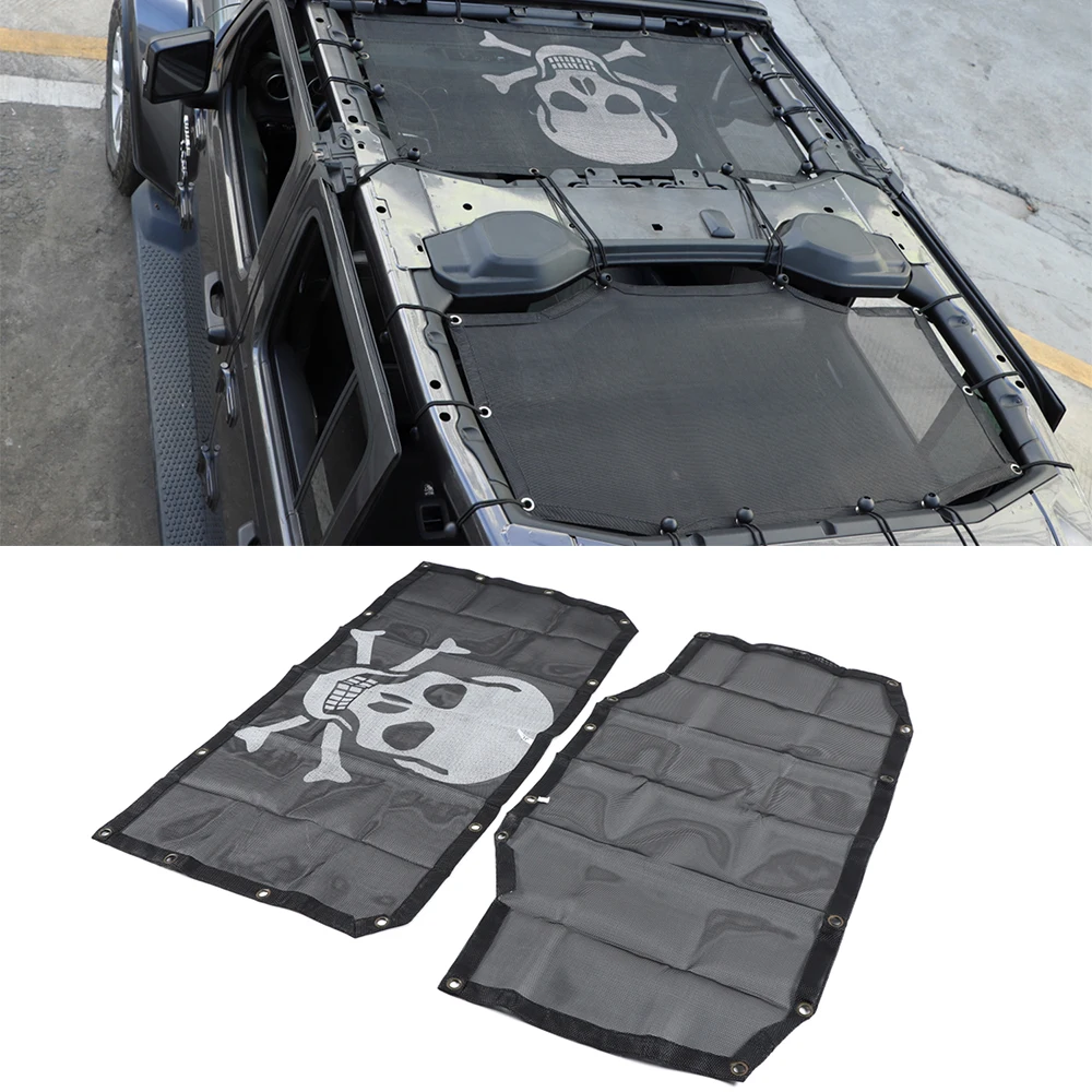 4 Doors Roof Mesh Bikini Top Sunshade Cover UV Sun Shade Mesh for Jeep Wrangler JL 2018 2019 PVC Black Car Exterior Accessories