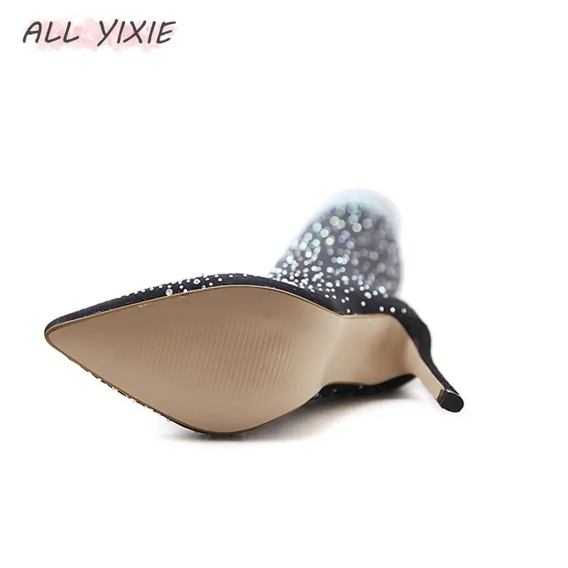 Все YIXIE/ г. Модные эластичные тканевые носки со стразами для подиума женские ботфорты с острым носком на высоком каблуке с острым носком