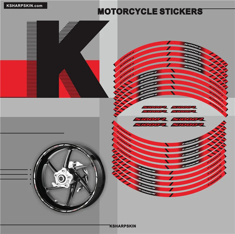 Motorcycle tyre sign decoration sticker inner rim reflective decals For