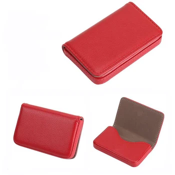

1PC Business Card Holder PU Waterproof Solid color Business Card Bag Magnetic Button Design Credit Passport Card Bag