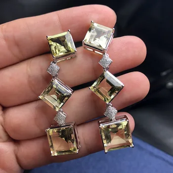 

Citrine Drop Earrings 100% Natural Brazil Origin Citrine 23.7ct Gemstones Earrings for Women for Female Fine Earrings Studs