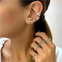 Милое симпатичное животное, серьги-гвоздики для девушек и женщин, розовое золото, прозрачный Фианит, модное женское минимальное тонкое ювелирное изделие