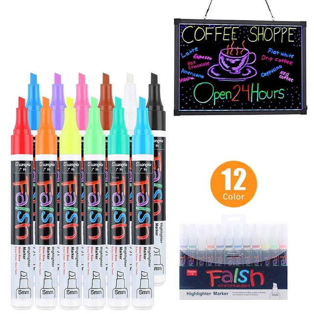 Kassa Pastel Chalk Markers - Pack of 12 - Erasable Chalkboard Pens