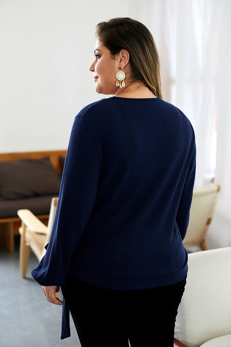 Женский пуловер размера плюс, свитер с v-образным вырезом, вязаный пуловер, зимний женский свободный свитер с длинным рукавом, ouc309