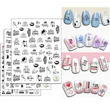 1 шт 3D наклейки для ногтей цветные русские английские буквы дизайн сексуальная девушка наклейки "Единорог" Клей DIY лак для ногтей Наклейка Новинка